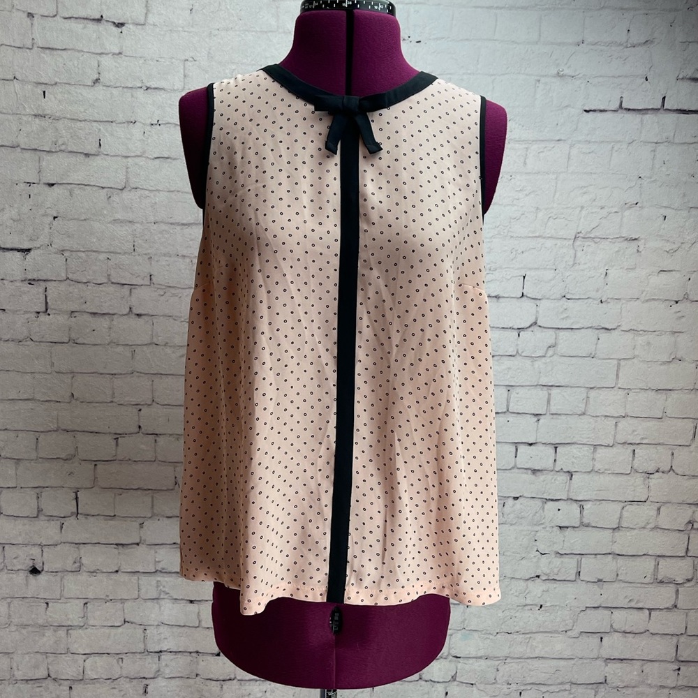 Elle blouse size medium pink with black polka dots